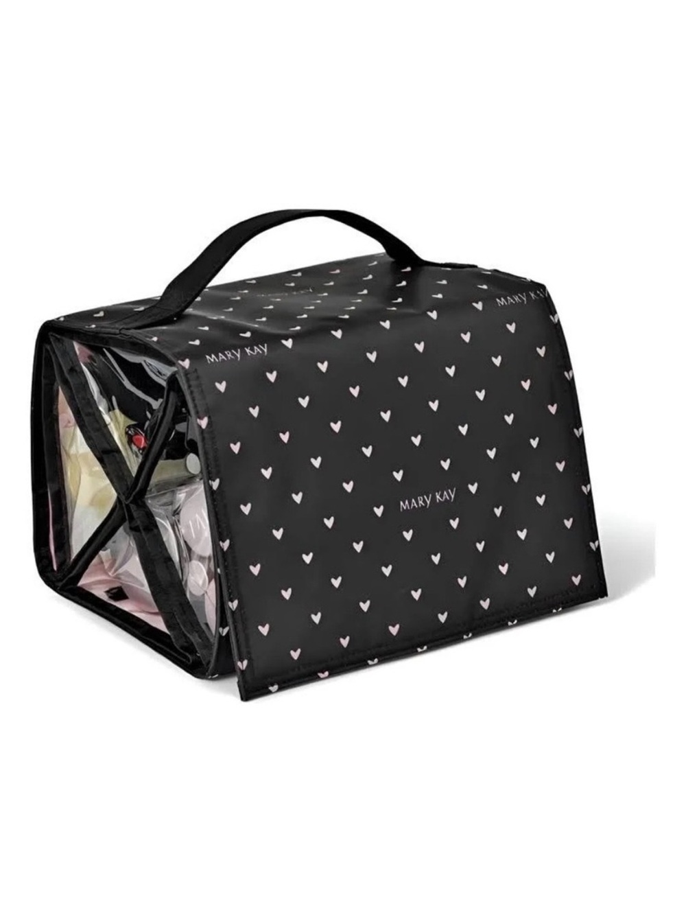 Mary Kay Black and Pink Heart Travel Roll Up Bag